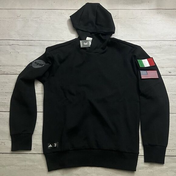Adidas Juventus NASA Italy USA Seasonal Doubleknit Flag Hoodie Black Mens Small - Picture 1 of 9